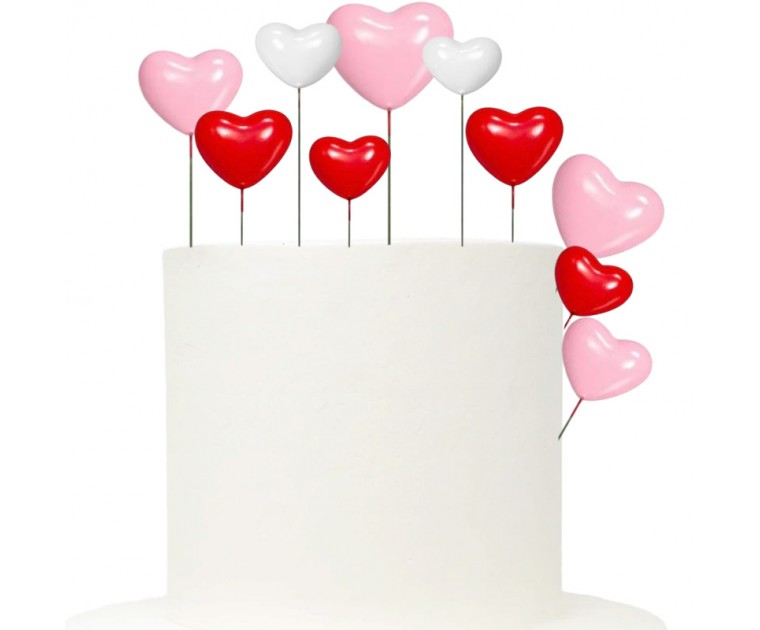 Mix 30 Decorações Bolo Corações