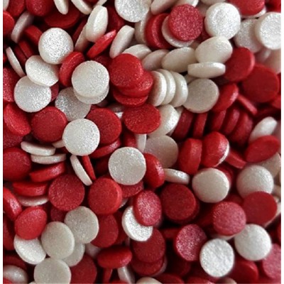 Confetis Discos Brancos e Vermelhos Confetis Discos Brancos e Vermelhos