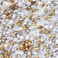 Mix Pérolas e Confetis Branco e Dourado