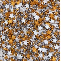 Mix Sprinkles Estrelas Branco e Dourado
