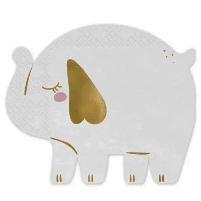 Guardanapo Elefante Branco e Dourado