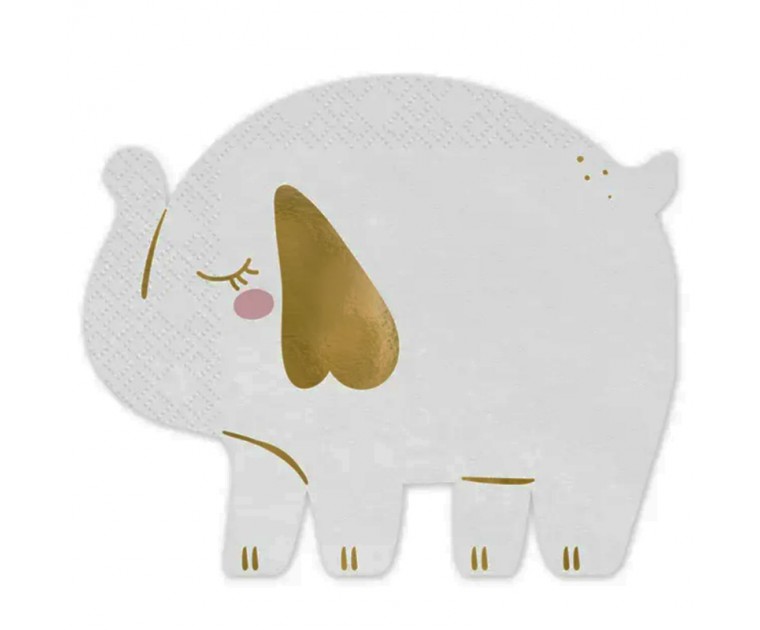 Guardanapo Elefante Branco e Dourado