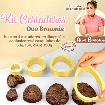 Kit 4 Cortadores Ovo Brownie