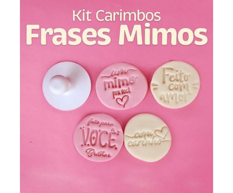 Kit de Carimbos Frases Mimos Rosa 5 cms