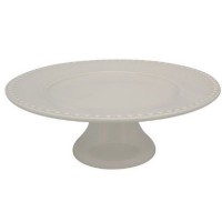 Prato c/pé Fantasia Cinza Areia 28cm 
