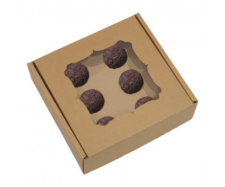 Caixa 9 Brigadeiros Cartão Branca/Kraft