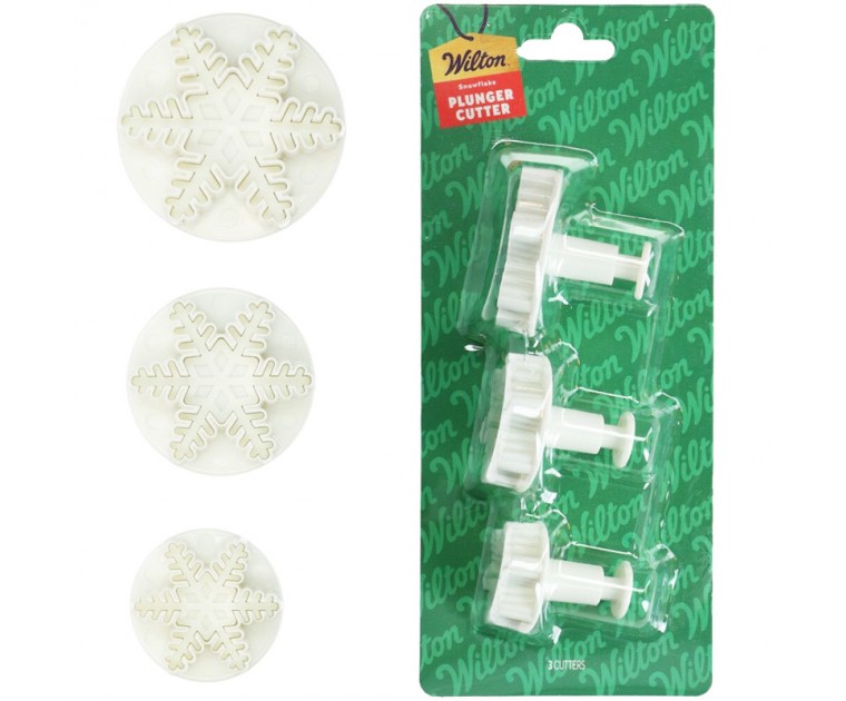 Set 3 Cortadores  Ejetor Floco de Neve