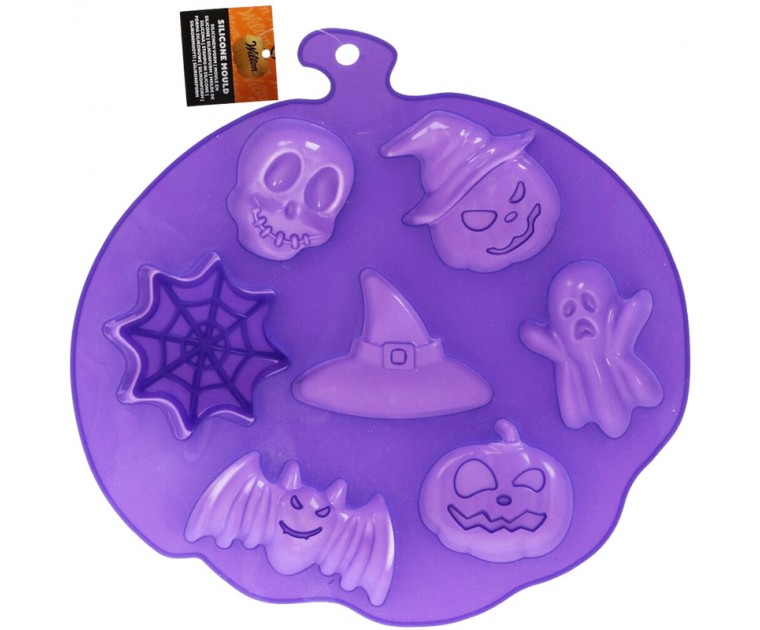 Molde Silicone Wilton Fantasma/Bruxa/Chapéu/Morcego/Abóbora/Caveira/Teia de Aranha