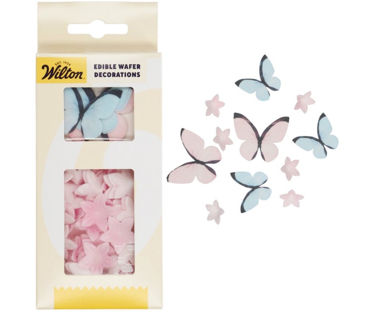 Pack 30 Mini Flores Rosa e Borboletas