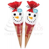  10 Sacos  Cone Motivo Boneco de Neve