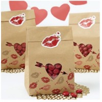 Pack 6 Sacos Kraft c/ Etiquetas São Valentim