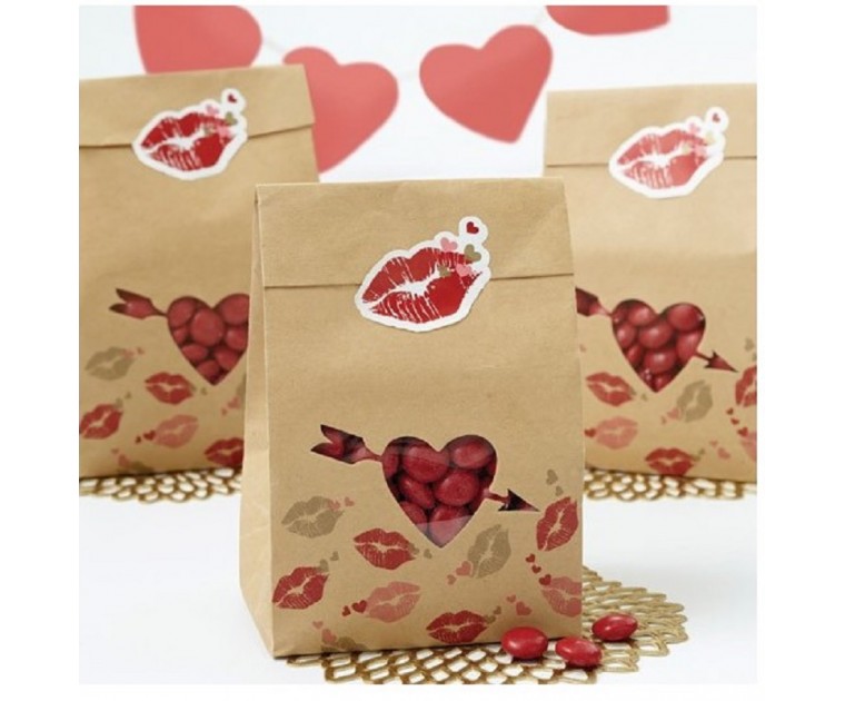 Pack 6 Sacos Kraft c/ Etiquetas São Valentim