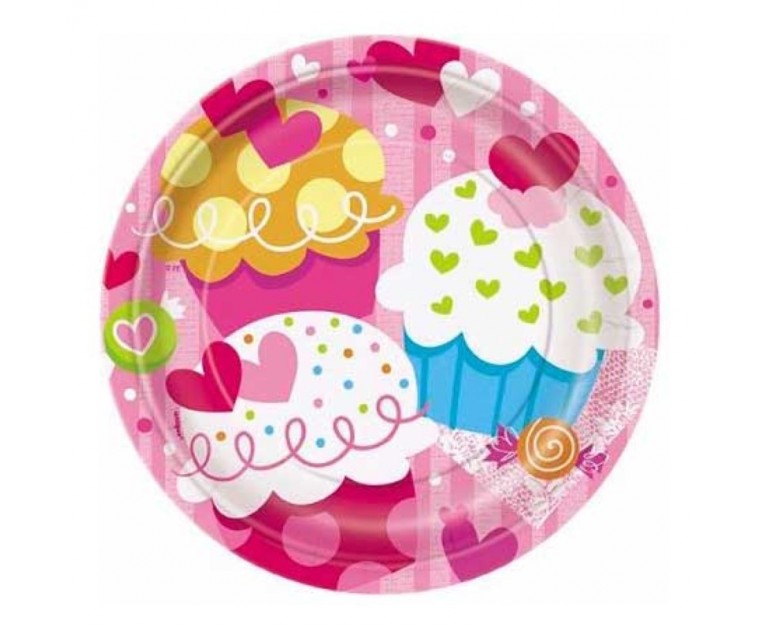 Pratos Doces Cup Cakes e Corações Pequeno