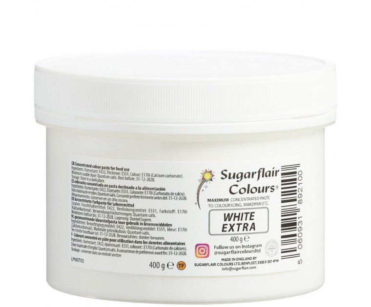 Corante Pasta Concentrado White EXTRA Sugarflair 400 Grs