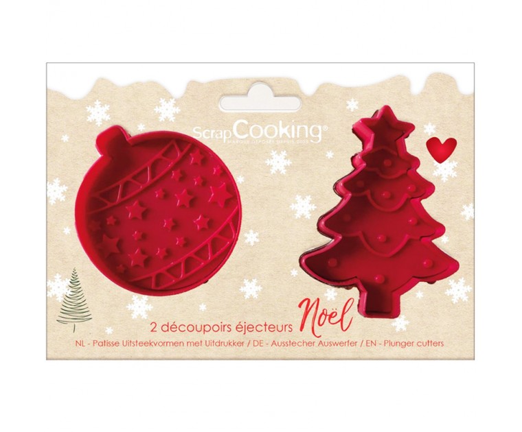 Set 2 Cortadores com Ejetor Árvore e Bola Natal