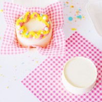 Folhas Papel Xadrez Rosa Caixas Bênto Cakes