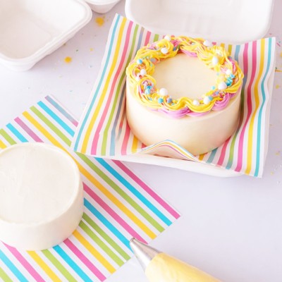 Folhas Papel Riscas Arco Íris Caixas Bênto Cakes