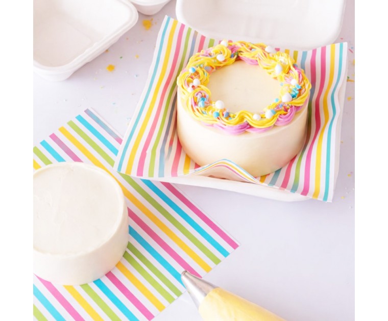 Folhas Papel Riscas Arco Íris Caixas Bênto Cakes