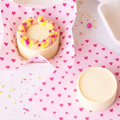 Folhas Papel Corações Rosa Caixas Bênto Cakes