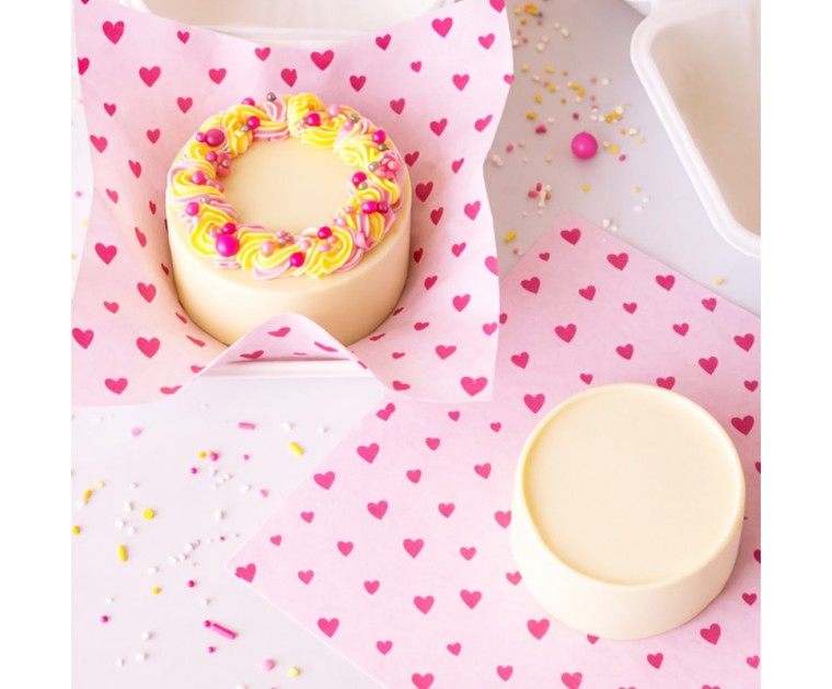 Folhas Papel Corações Rosa Caixas Bênto Cakes