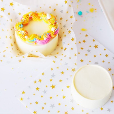 Folhas Papel Estrelas Prata e Douradas Caixas Bênto Cakes