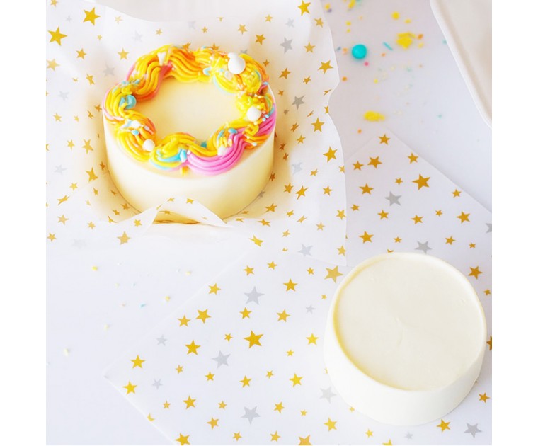Folhas Papel Estrelas Prata e Douradas Caixas Bênto Cakes