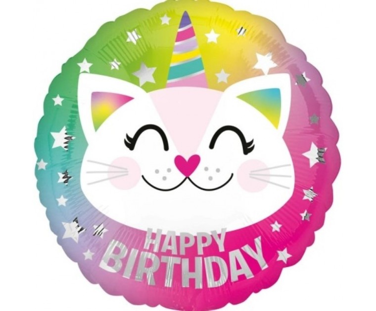Balão Caticorn Happy Birthday