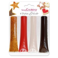 4 Bisnagas Decoração Chocolate (Dourado, Chocolate, Branco e Vermelho)