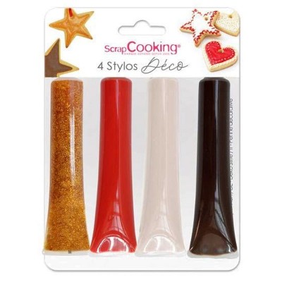 4 Bisnagas Decoração Chocolate (Dourado, Chocolate, Branco e Vermelho)