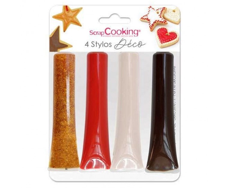 4 Bisnagas Decoração Chocolate (Dourado, Chocolate, Branco e Vermelho)