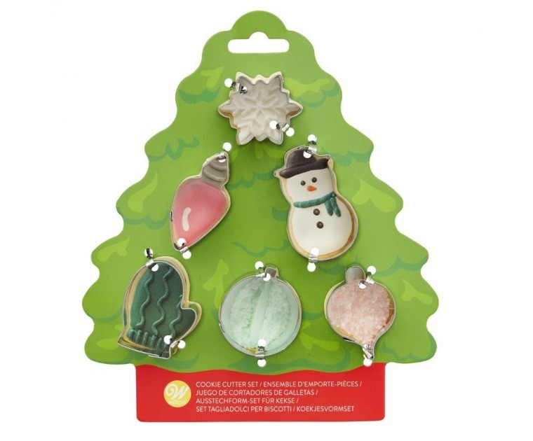 Conj. 6 Mini Cortadores Natal em Blister Árvore
