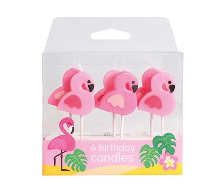 Conj. 6 Velas Flamingos