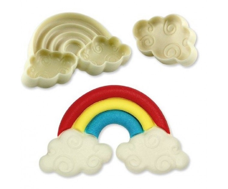 Conjunto 2 Moldes/ Cortadores Nuvem e Arco Íris