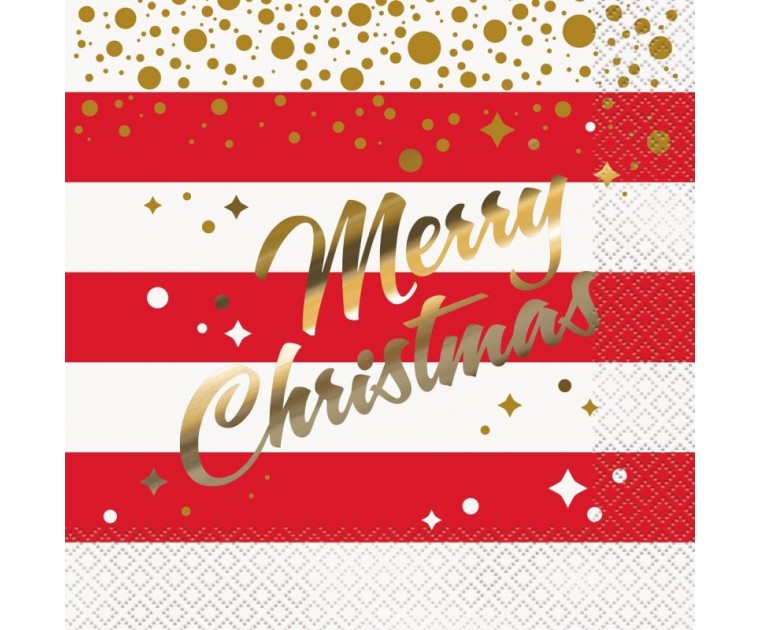 Guardanapos Impressão Foil Dourada Merry Christmas