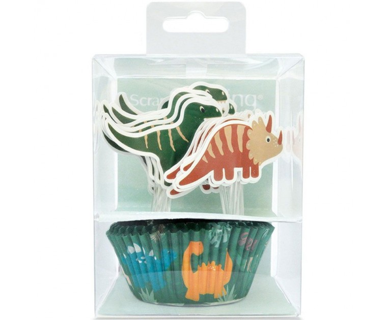 Kit Forminhas + Picks Cup Cakes Dinossauros