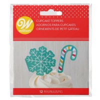 Pack 12 Picks Floco de Neve e Bengala de Doces