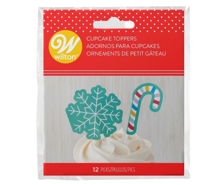 Pack 12 Picks Floco de Neve e Bengala de Doces