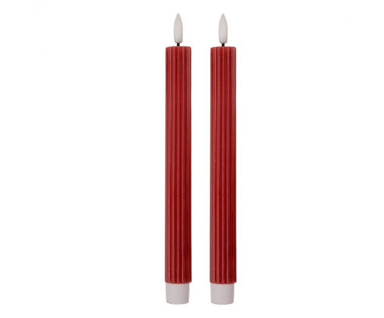 Conj, de 2 velas LED Ø 2x25 cm cera vermelha