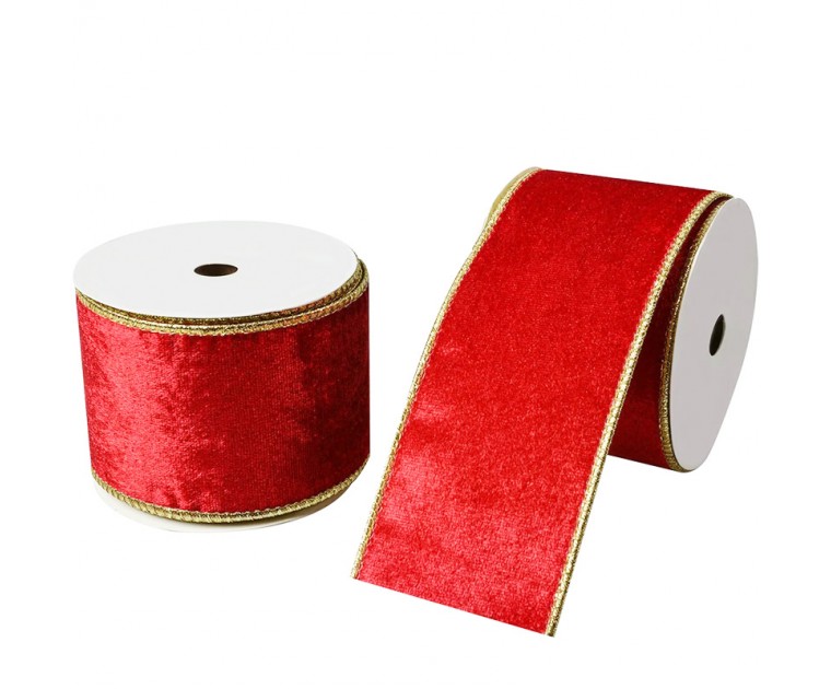 Fita Vermelha Rebordo Dourado