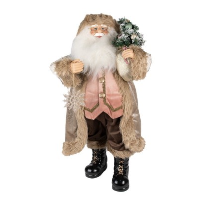 Figura Pai Natal Decorativa Bege e Castanho 47 cms