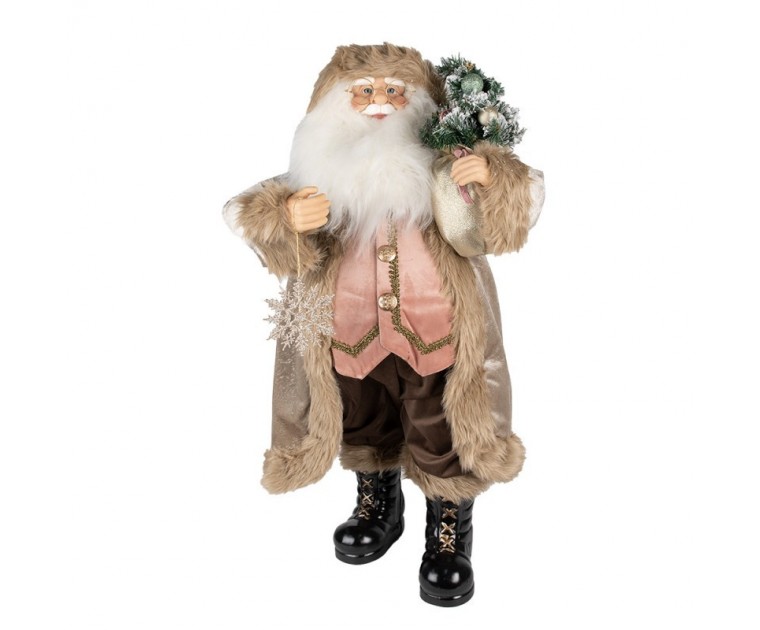 Figura Pai Natal Decorativa Bege e Castanho 47 cms
