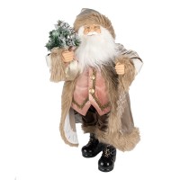 Figura Pai Natal Decorativa Bege e Castanho 30 cms