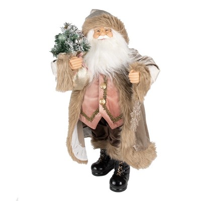 Figura Pai Natal Decorativa Bege e Castanho 30 cms
