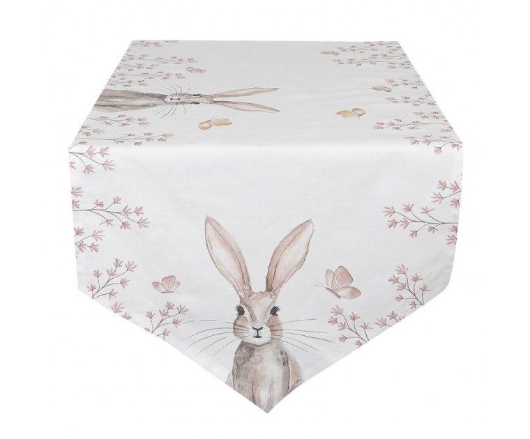 Table Runner coelho algodão branco