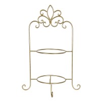 Suporte Pratos 2 Andares Ferro Dourado 38*30*57cms