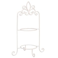 Suporte Pratos 2 Andares Ferro Branco 38*30*57cms