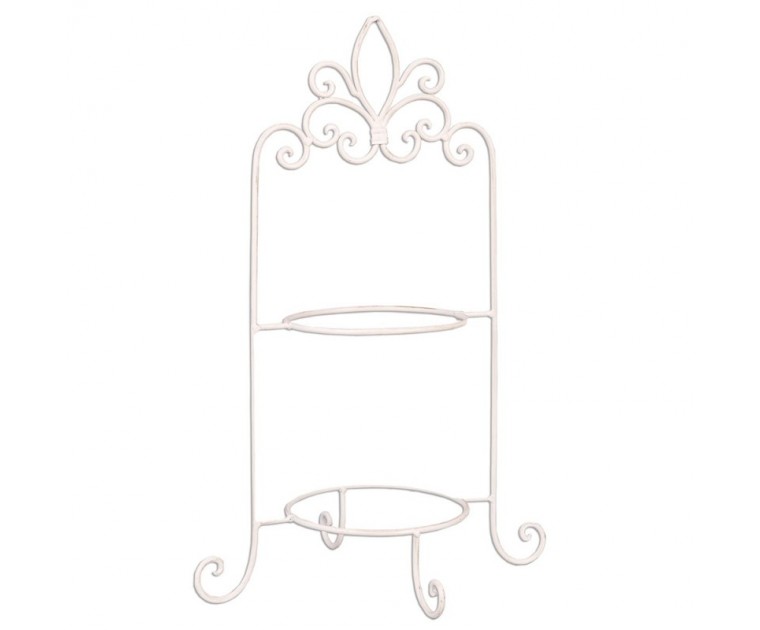 Suporte Pratos 2 Andares Ferro Branco 38*30*57cms