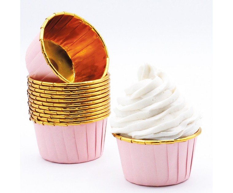 Formas Cup Cakes Rosa e Douradas