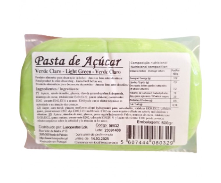 Pasta Portuguesa Verde Claro 500 Grs