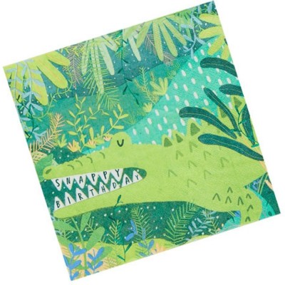 20 Guardanapos Selva Crocodilo Happy Birhday